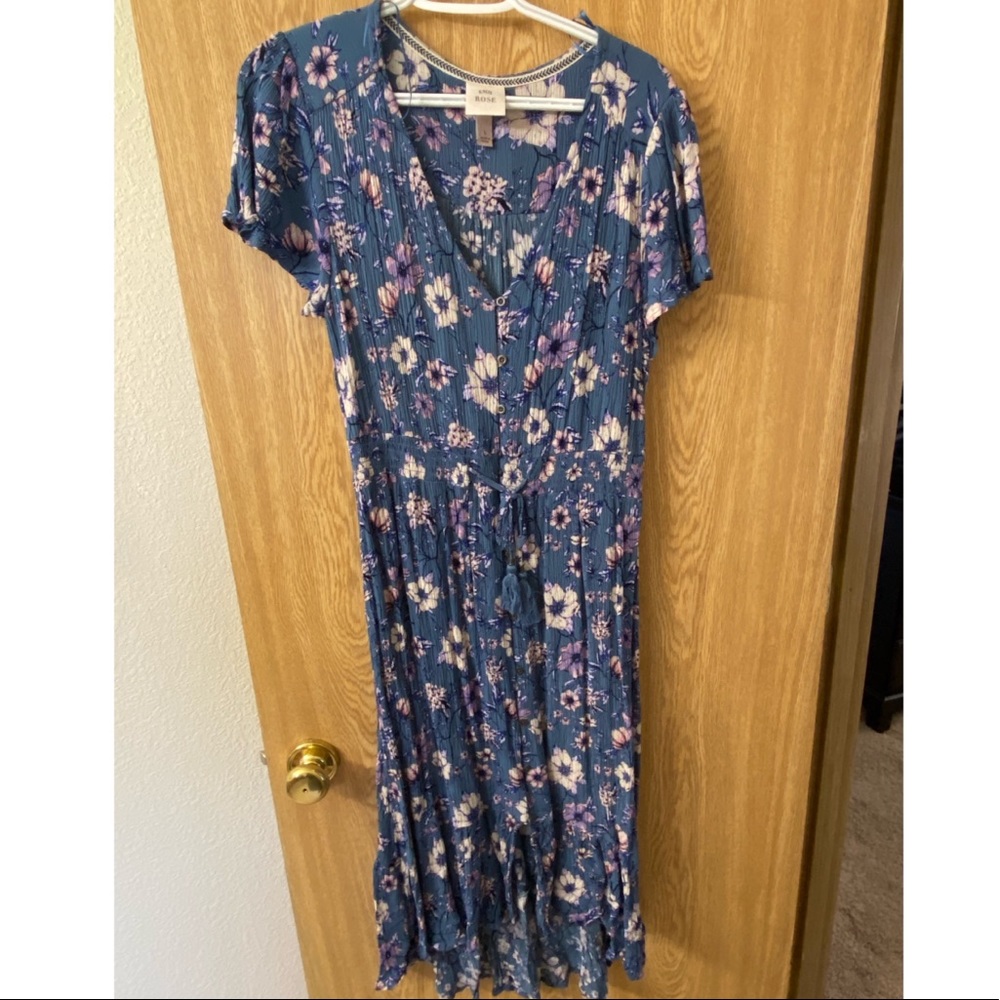 Knox rose high low dress blue floral